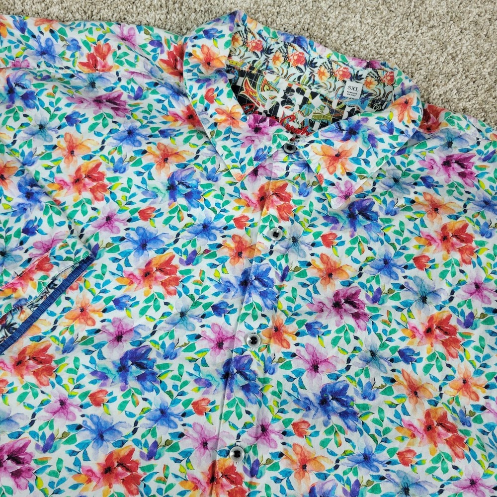 Robert Graham Mens 5XL Multicolor AOP Floral Button Up Short Sleeve
